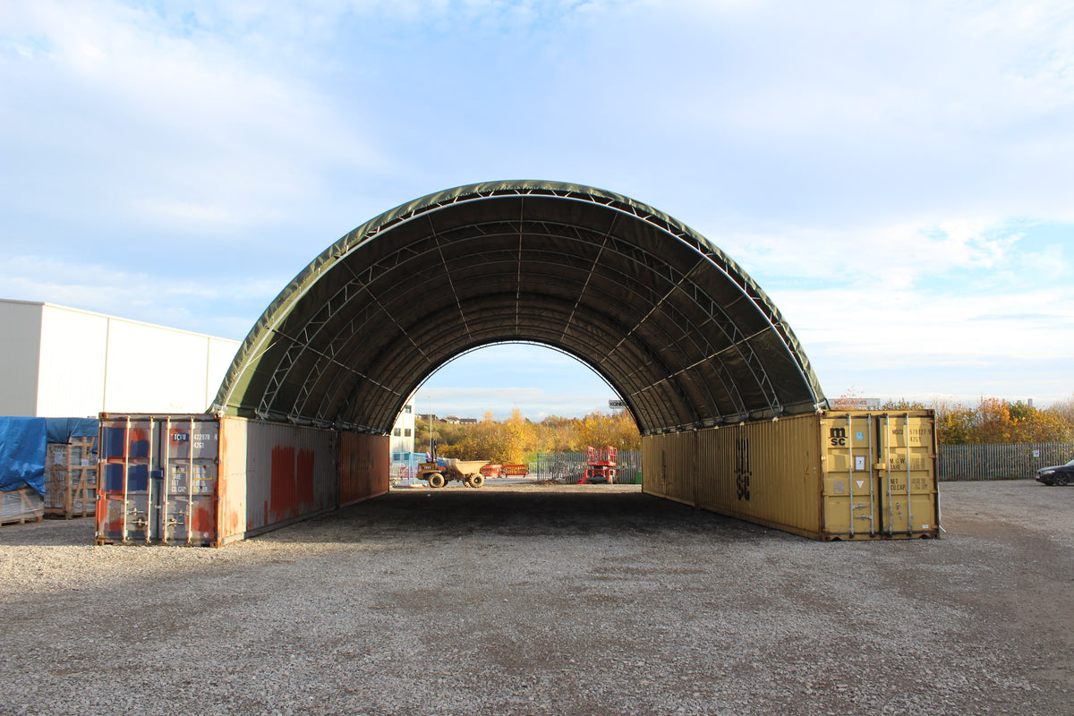 12m x 12m Corturi pe containere cu schelet dublu