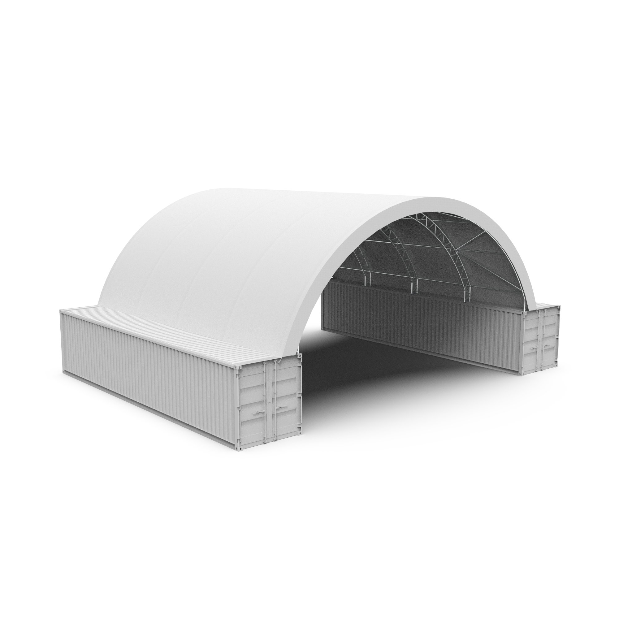 12m x 12m Corturi pe containere cu schelet dublu Alb