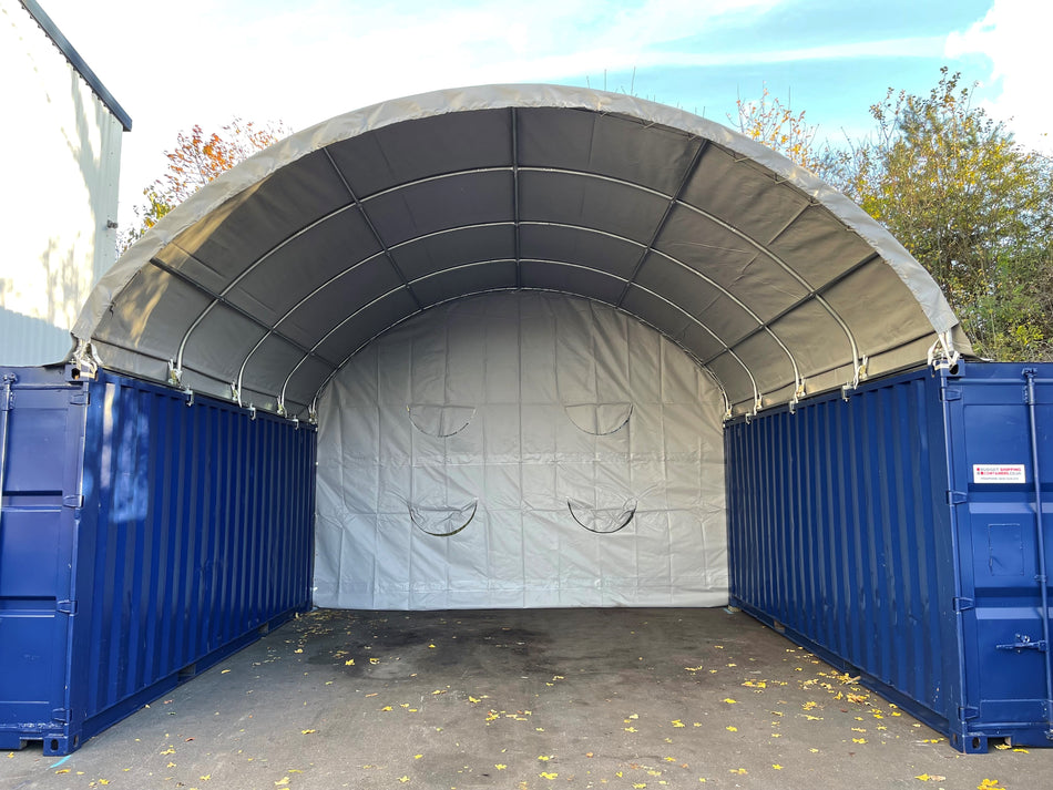 Cort container 6m x 6m pentru containere de 20 de picioare