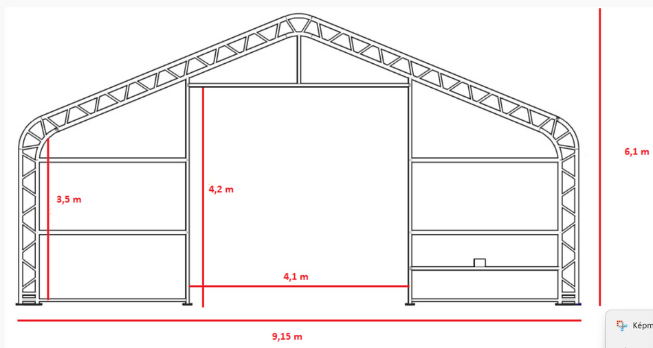 Cort de depozitare tip casa cu structura dubla - latime 9m