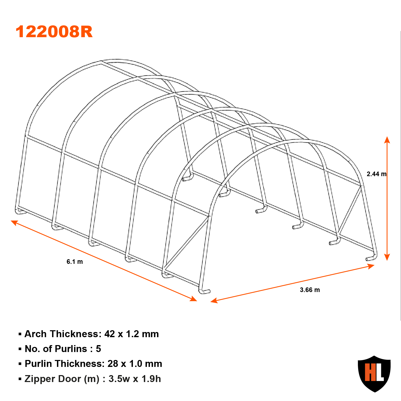 3.66m x 6.10m Garajul mobil Specificatii